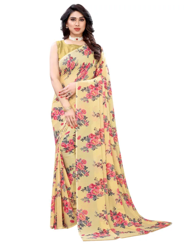 Georgette Floral Beige Saree