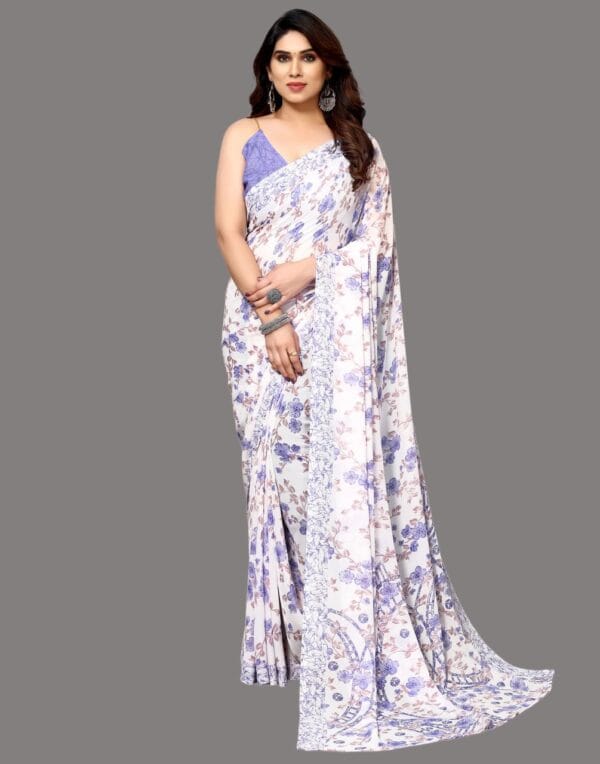 Georgette Floral Light Purple Saree