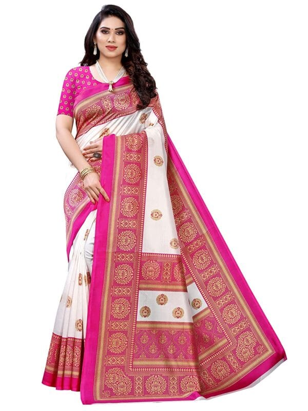 Art Silk Traditional Pink Saree