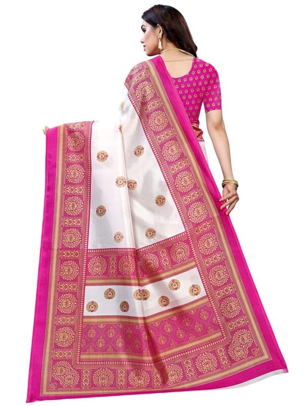 Art Silk Traditional Pink Saree - Image 6