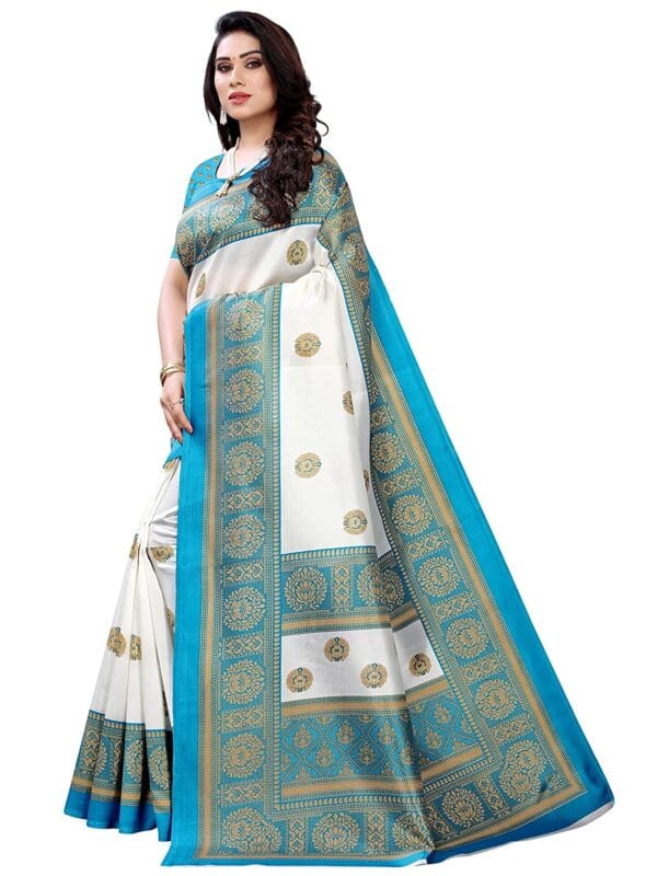 Art Silk Traditional SkyBlue Saree - Image 3