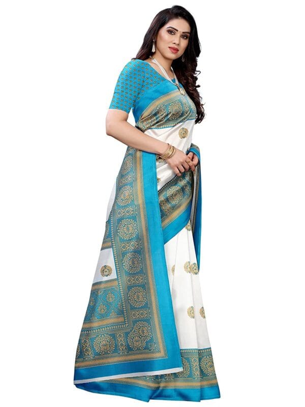 Art Silk Traditional SkyBlue Saree - Image 2