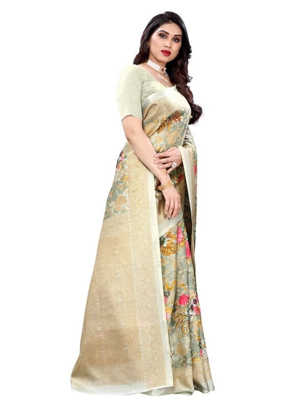 Art Silk PistaGreen Saree - Image 4