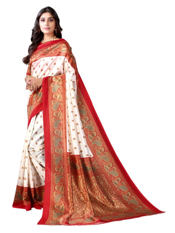 Art Silk Traditional Red Saree - Image 3