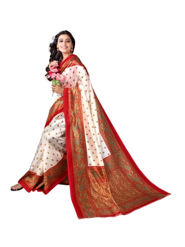 Art Silk Traditional Red Saree - Image 6