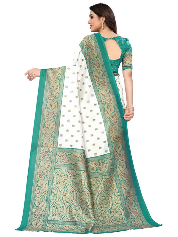 Art Silk Traditional TurquoiseBlue Saree - Image 2