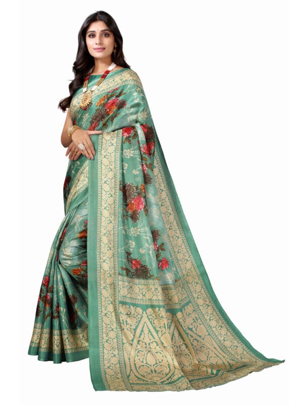 Art Silk MintGreen Saree - Image 3