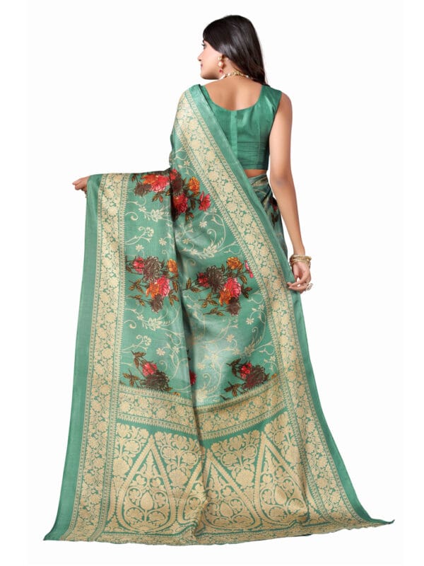 Art Silk MintGreen Saree - Image 2