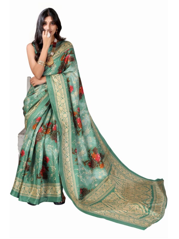 Art Silk MintGreen Saree - Image 6