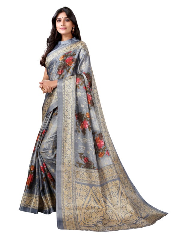 Art Silk Grey Saree - Image 4