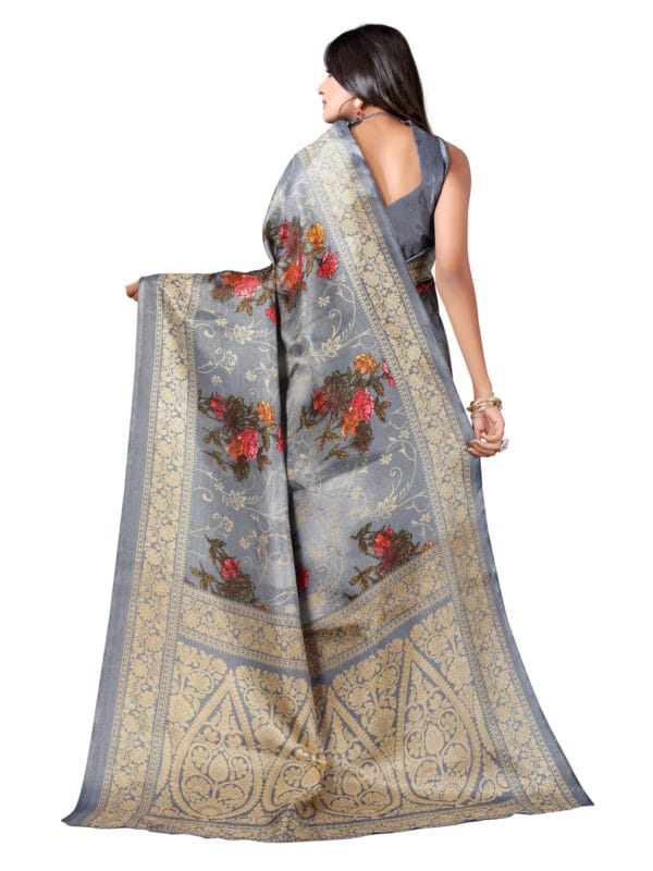 Art Silk Grey Saree - Image 3