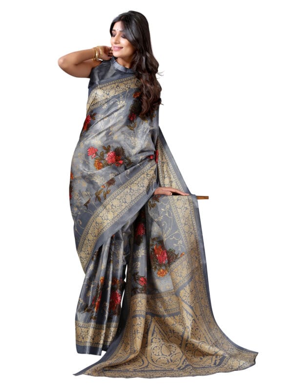 Art Silk Grey Saree - Image 2