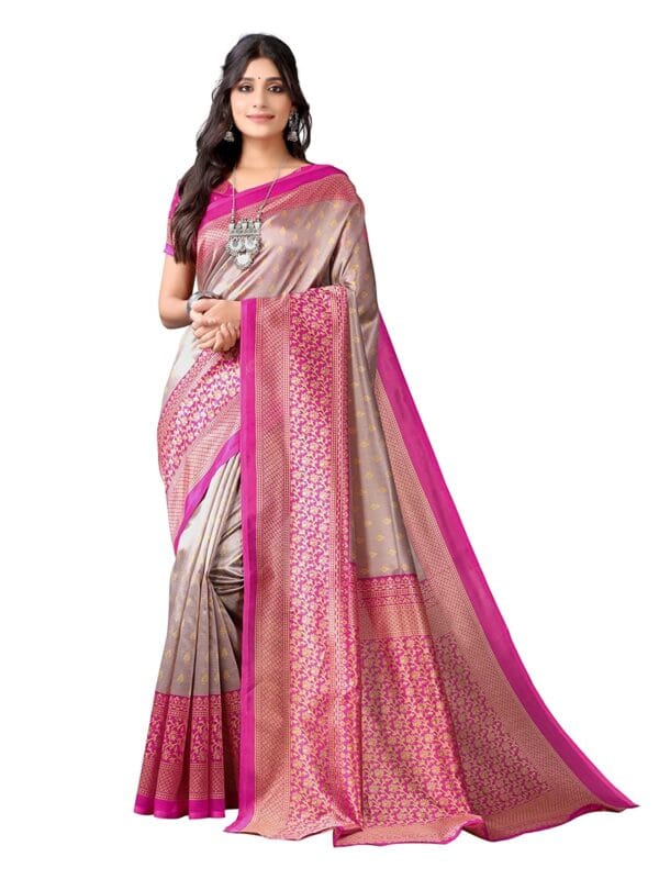 Art Silk Hot Pink Saree