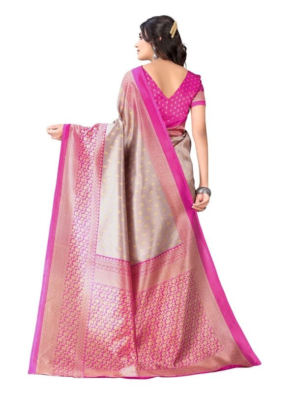 Art Silk Hot Pink Saree - Image 3