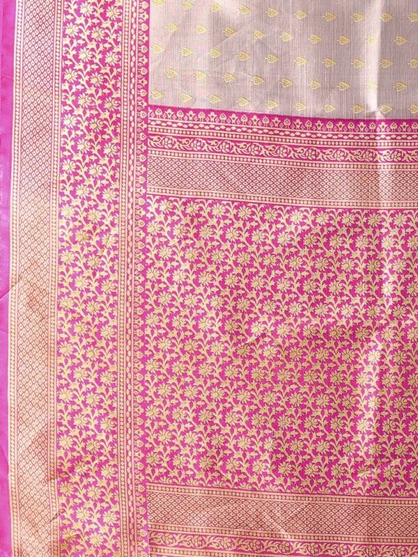 Art Silk Hot Pink Saree - Image 6