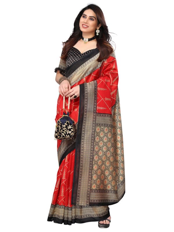 Art Silk Traditional Black Saree - Image 5