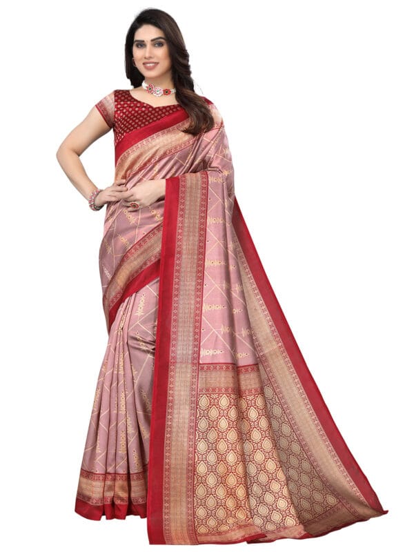 Art Silk Traditional Maroon Saree