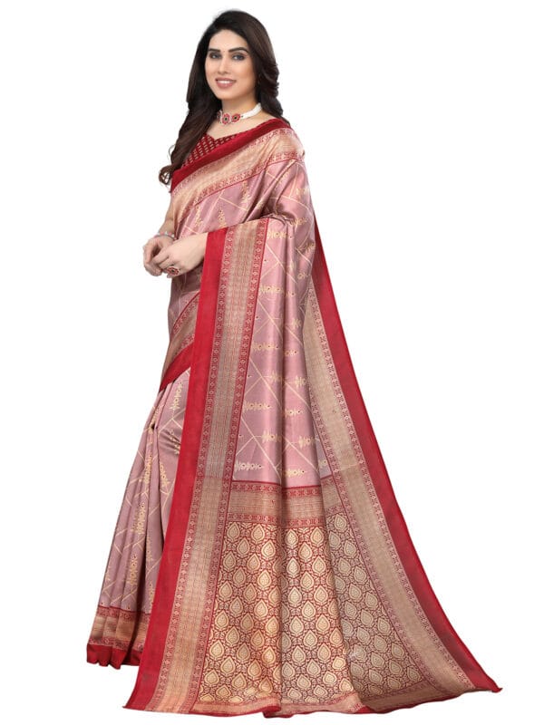 Art Silk Traditional Maroon Saree - Image 3