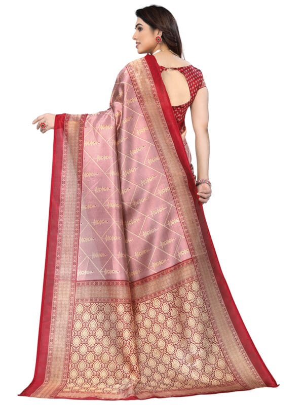 Art Silk Traditional Maroon Saree - Image 2