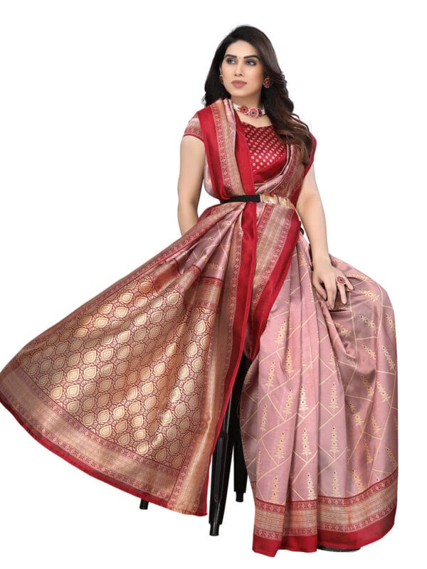 Art Silk Traditional Maroon Saree - Image 6