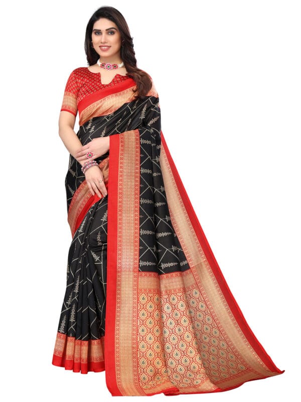 Art Silk Traditional Red Saree