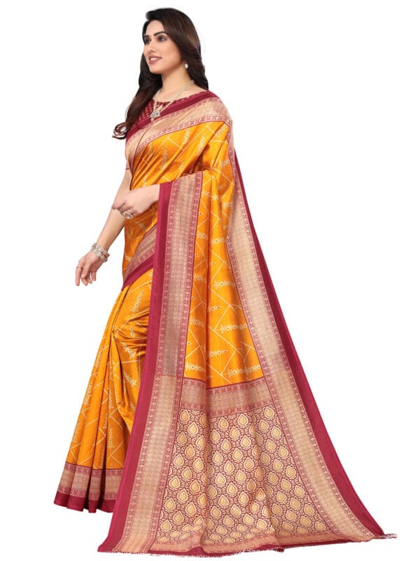 Art Silk Traditional Maroon Saree - Image 3