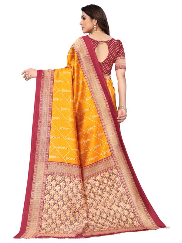 Art Silk Traditional Maroon Saree - Image 2