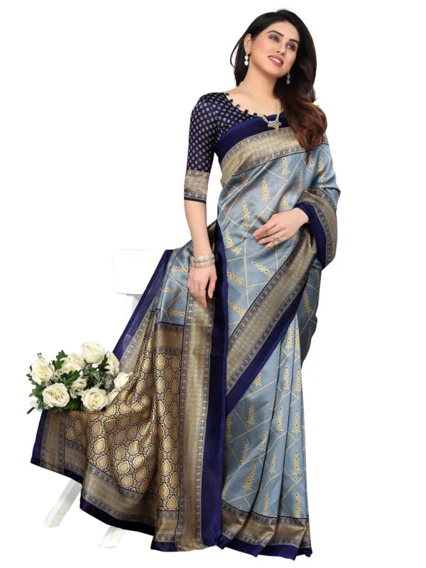 Art Silk Traditional NavyBlue Saree - Image 6